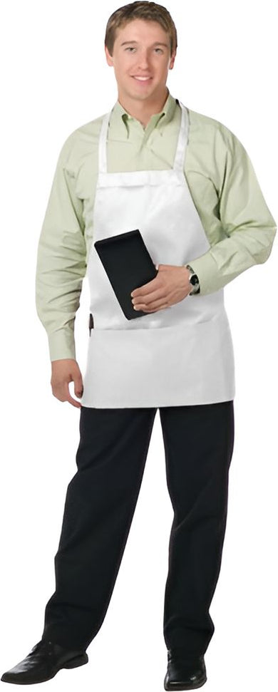 Chef Revival - 28" x 27" Poly-Cotton Bib Apron with 3 Pocket & Adjustable Neck - 612BAFH