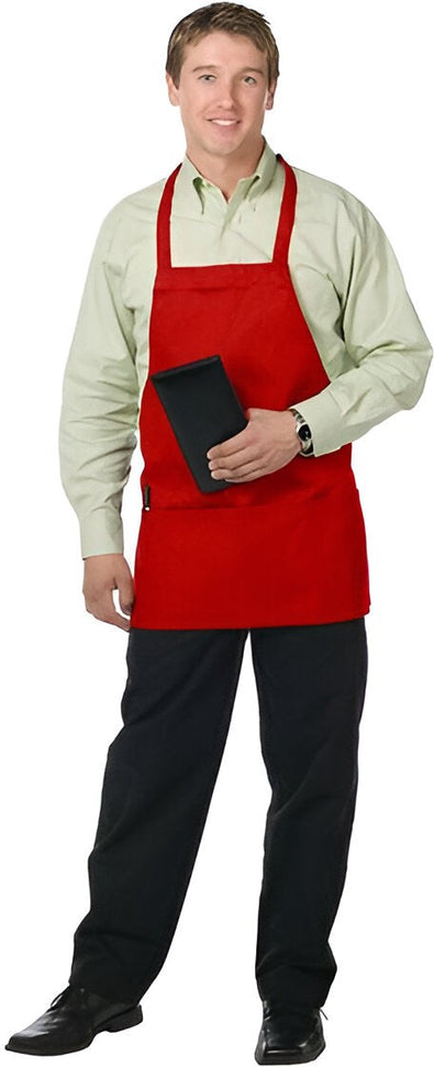 Chef Revival - 28" x 27" Poly-Cotton Bib Apron with 3 Pocket & Adjustable Neck - 612BAFH