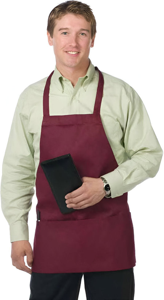 Chef Revival - 28" x 27" Poly-Cotton Bib Apron with 3 Pocket & Adjustable Neck - 612BAFH