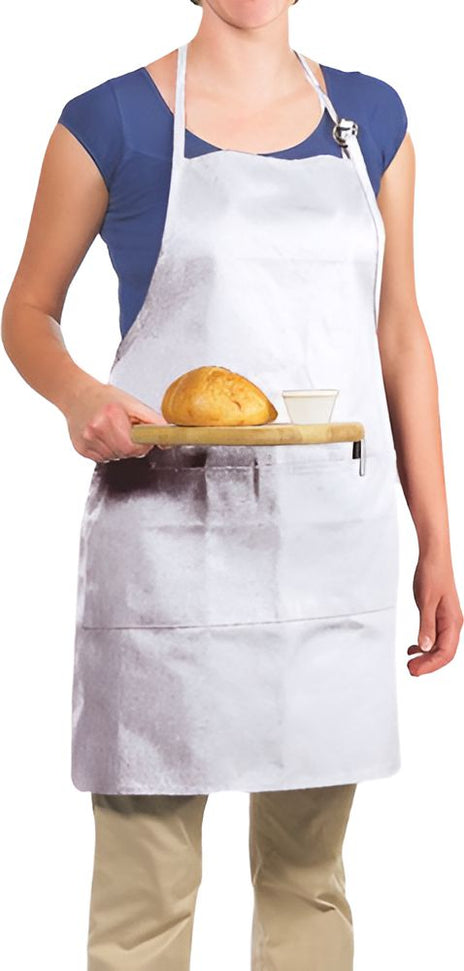 Chef Revival - 28" x 30" Poly-Cotton Utility Bib Apron with 3 Pocket & Adjustable Neckstrap - 601BAO-3