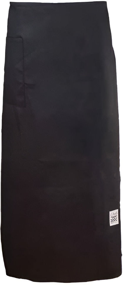 Chef Revival - 28" x 33" Poly-Cotton Black Bistro Apron with Single Right Hip Pocket - A011BK