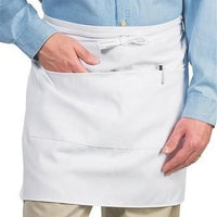 Chef Revival - 28" x 34" Poly-Cotton White Half Bistro Apron with Two Center Pocket - 607HBA2-WH