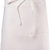 Chef Revival - 28" x 34" Poly-Cotton White Half Bistro Apron with Two Center Pocket - 607HBA2-WH