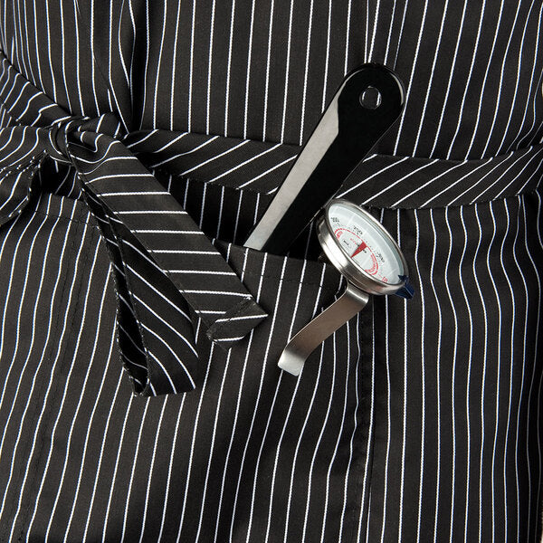 Chef Revival - 29" x 38" Poly-Cotton White & Black PinStripe Bib Apron - 619BA-WS