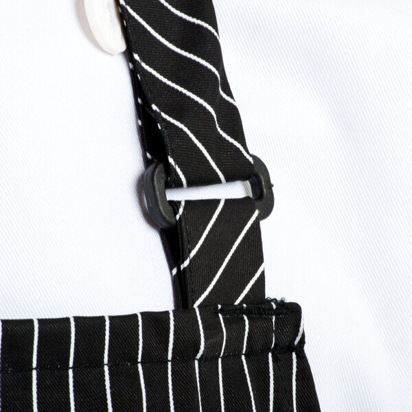 Chef Revival - 29" x 38" Poly-Cotton White & Black PinStripe Bib Apron - 619BA-WS