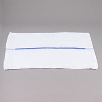 Chef Revival - 32 Oz Cotton White Bar Towel with Blue Stripe, Pack of 12 - 700BRT-BLS