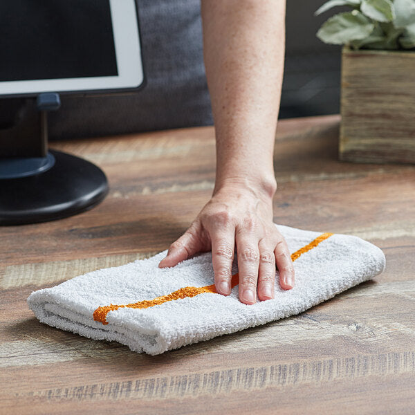 Chef Revival - 32 Oz Cotton White Bar Towel with Gold Stripe, Pack of 12- 700BRT-GLS