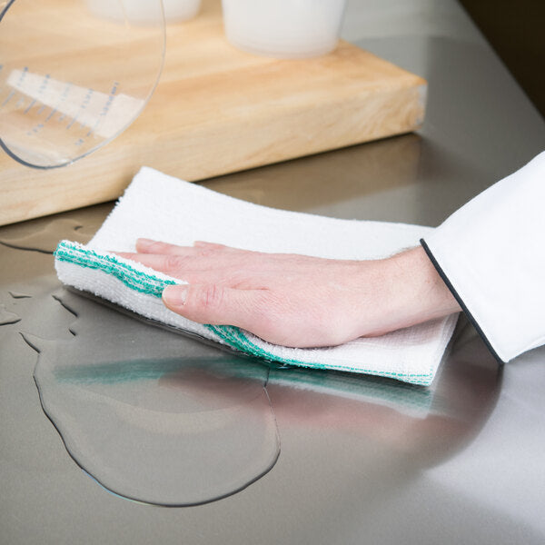 Chef Revival - 32 Oz Cotton White Bar Towel with Green Stripe, Pack of 12- 700BRT-GRS