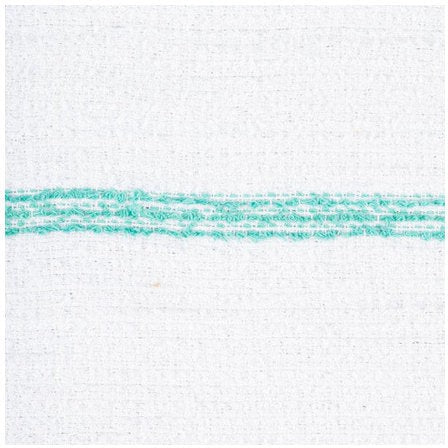 Chef Revival - 32 Oz Cotton White Bar Towel with Green Stripe, Pack of 12- 700BRT-GRS
