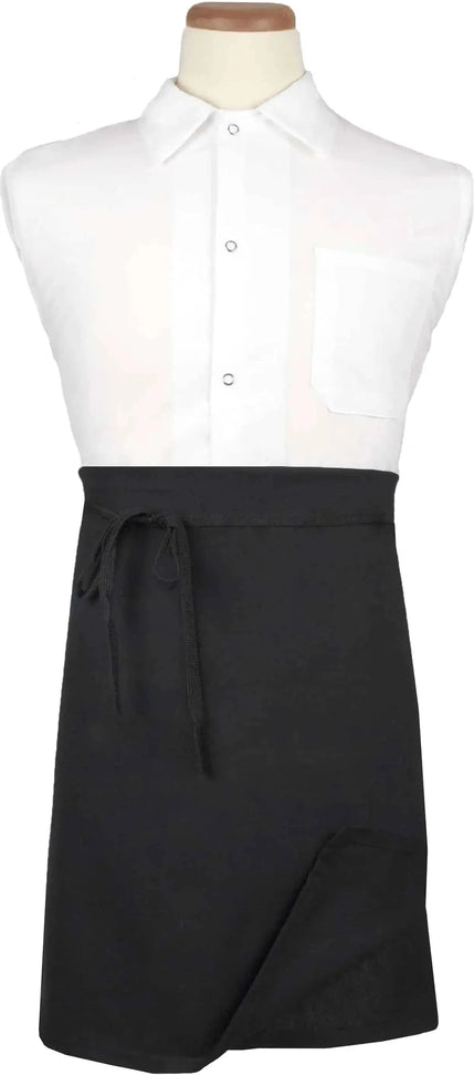 Chef Revival - 32" x 21.5" Polyester Black Reversible Waist Apron - 4WABK
