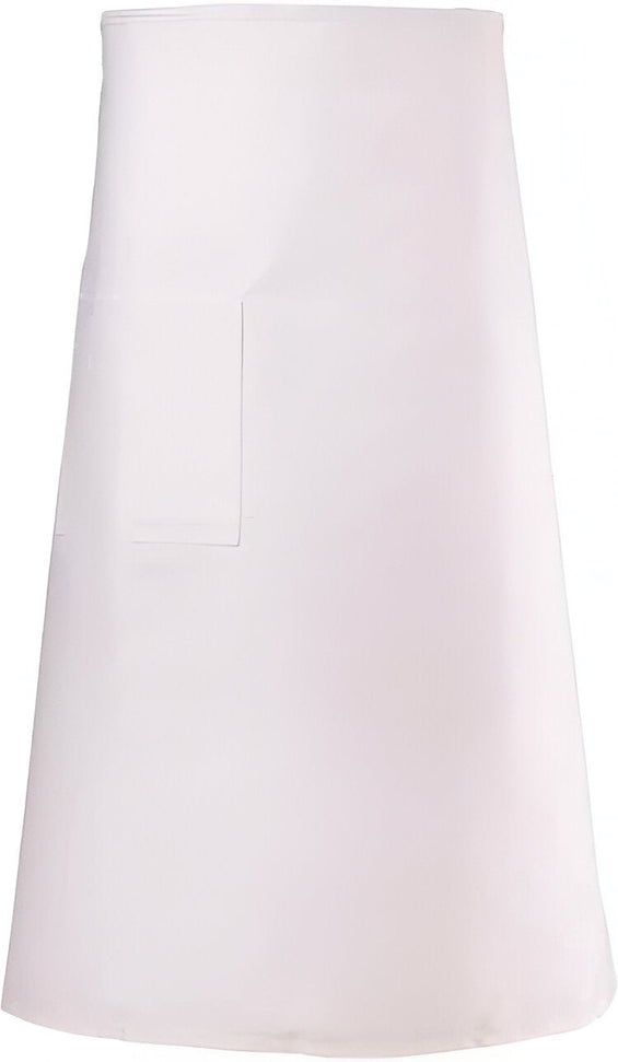 Chef Revival - 33" x 30" Poly-Cotton White Bistro Apron with Single Right Hip Pocket - 607BA