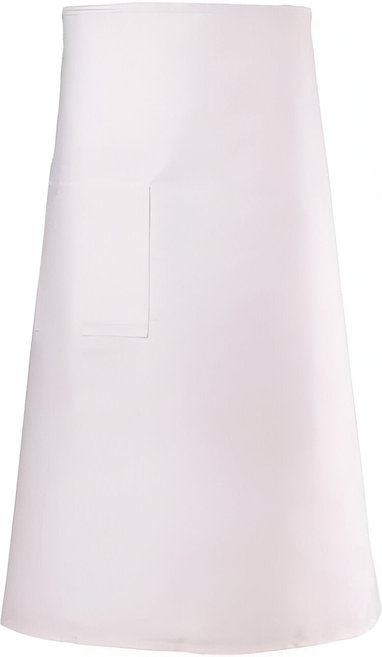 Chef Revival - 33" x 30" Poly-Cotton White Bistro Apron with Single Right Hip Pocket - 607BA