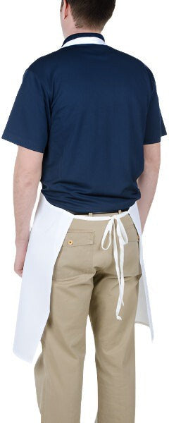 Chef Revival - 34" x 34" 55/45 Poly-Cotton White Bib Apron with Pencil Pocket - 600BAW