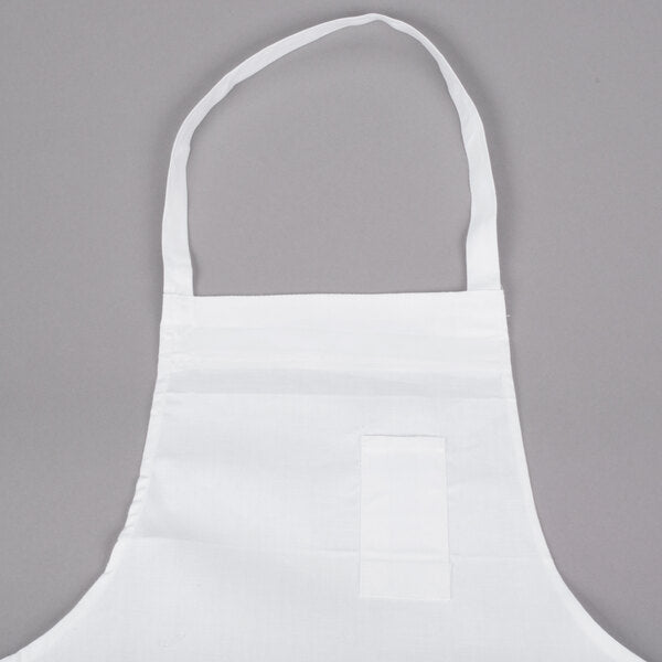 Chef Revival - 34" x 34" 55/45 Poly-Cotton White Bib Apron with Pencil Pocket - 600BAW