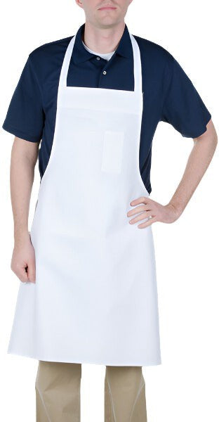 Chef Revival - 34" x 34" 55/45 Poly-Cotton White Bib Apron with Pencil Pocket - 600BAW