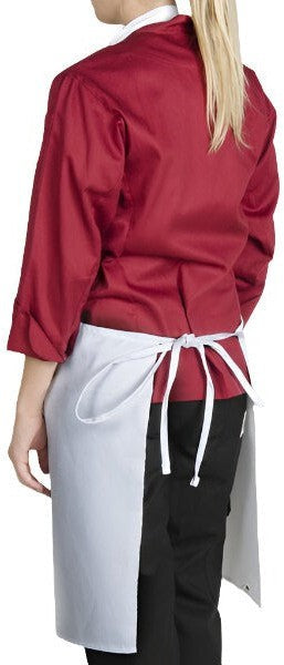 Chef Revival - 34" x 34" 65/35 Poly-Cotton White Bib Apron with Pencil Pocket - 600BAW-D