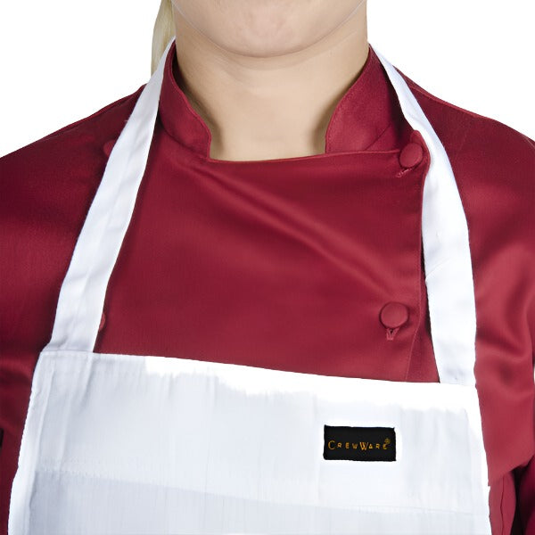 Chef Revival - 34" x 34" 65/35 Poly-Cotton White Bib Apron with Pencil Pocket - 600BAW-D