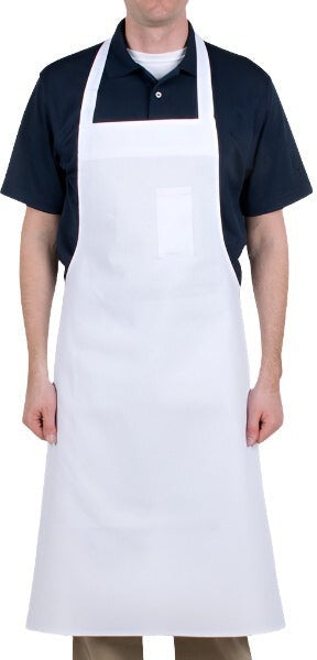 Chef Revival - 36" x 40" Poly-Cotton White Bib Apron with Pencil Pocket - 610BAC