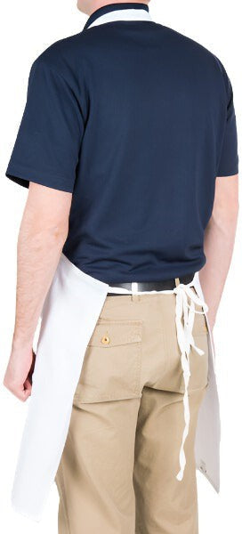 Chef Revival - 38" x 30" Extra Wide 55/45 Poly-Cotton White Bib Apron with Pencil Pocket - 600BAW-XL