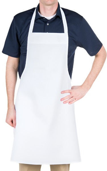 Chef Revival - 38" x 30" Extra Wide 55/45 Poly-Cotton White Bib Apron with Pencil Pocket - 600BAW-XL