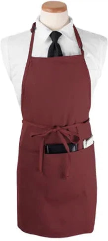 Chef Revival - Chef'S Line 26" x 31" Poly-Cotton Burgundy Bib Apron with 3 Pocket & Pan Pocket - CL3PBIAELBG