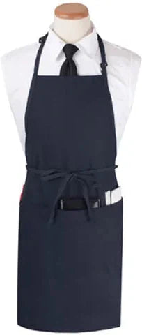 Chef Revival - Chef'S Line 26" x 31" Poly-Cotton Navy Blue Bib Apron with 3 Pocket & Pan Pocket - CL3PBIAELNV