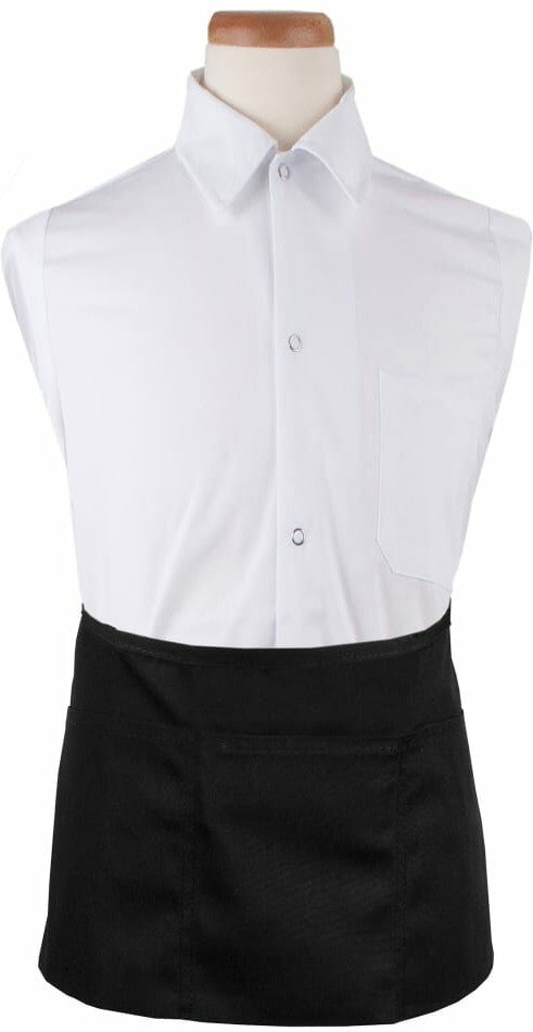Chef Revival - Chef's Line® 25"x 11" Polyester Black 3 Pocket Waist Apron with Pan Pocket - CL3PWACBK