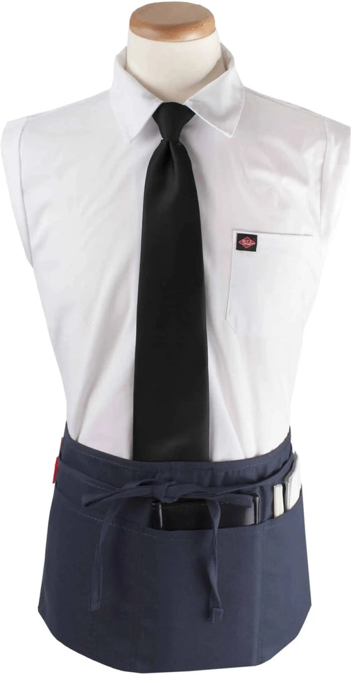 Chef Revival - Chef's Line® 25"x 11" Polyester Navy Blue 3 Pocket Waist Apron with Pan Pocket - CL3PWACNV