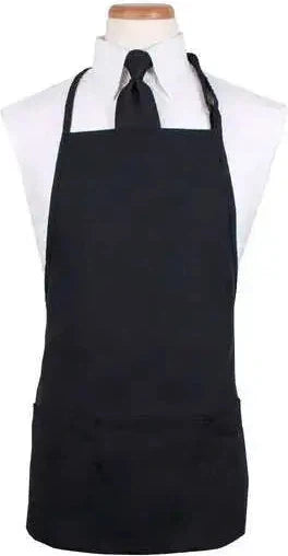 Chef Revival - Chef's Line 26" x 23" Poly-Cotton Black Bib Apron with 3 Pocket & Pan Pocket - CL3PBIABKFP
