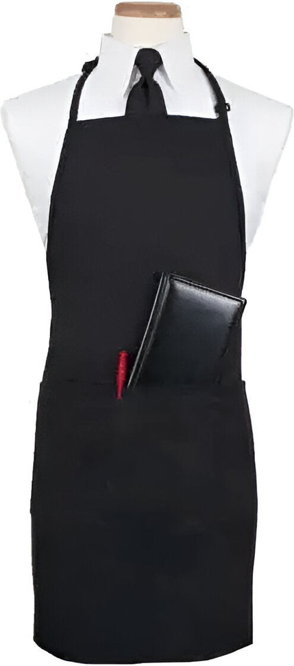 Chef Revival - Chef's Line® 26" x 31" Poly-Cotton Black Bib Apron with 3 Pocket & Pan Pocket - CL3PBIAELBK