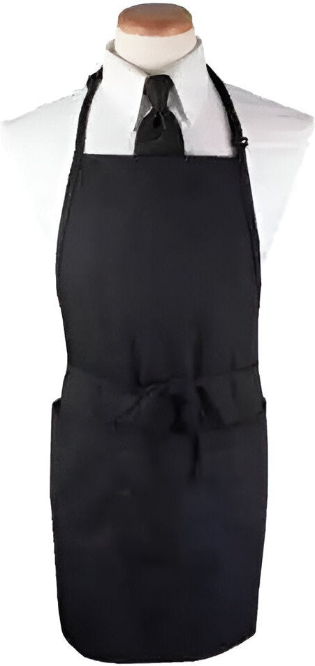 Chef Revival - Chef's Line® 26" x 31" Poly-Cotton Black Bib Apron with 3 Pocket & Pan Pocket - CL3PBIAELBK