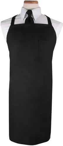 Chef Revival - Chef's Line 32"x 32.5" Poly-Cotton Black Bib Apron With Pen Pocket - CLBIABK
