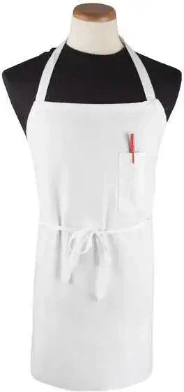 Chef Revival - Chef's Line 32"x 32.5" Poly-Cotton White Bib Apron With Pen Pocket - CLBIAWH
