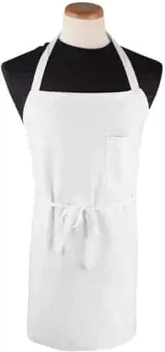 Chef Revival - Chef's Line 32"x 32.5" Poly-Cotton White Bib Apron With Pen Pocket - CLBIAWH