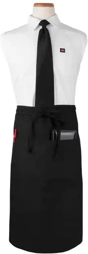 Chef Revival - Chef's Line 33" x 30" Polyester Black 2 Pocket Bistro Waist Apron - CL2PWABK