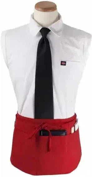 Chef Revival - Chef's Line® 25"x 11" Polyester Red 3 Pocket Waist Apron with Pan Pocket - CL3PWACRD