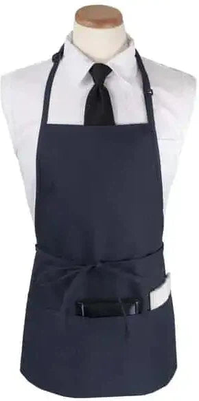 Chef Revival - Chef's Line® 26" x 23" Poly-Cotton Navy Blue Bib Apron with 3 Pocket & Pan Pocket - CL3PBIANVFP