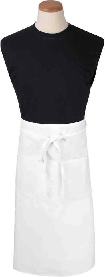 Chef Revival - Chef's Line® 33" x 30" Polyester White 2 Pocket Bistro Waist Apron - CL2PWAWH
