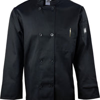 Chef Revival - Poly Cotton Basic Black Long Sleeve Chef Jacket With 8 Black Buttons With Pocket - J071BK
