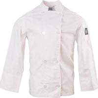 Chef Revival - Poly Cotton Basic White Long Sleeve Chef Jacket With 8 Clear Pearl Button - J049