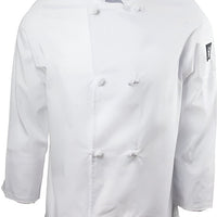 Chef Revival - Poly Cotton Basic White Long Sleeve Chef Jacket With 8 Cloth Knot Button - J050