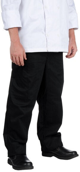 Chef Revival - Poly-Cotton Black Comfy Fit Baggy Pant with 2" Elastic Waistband -P020BK - DISCONTINUED