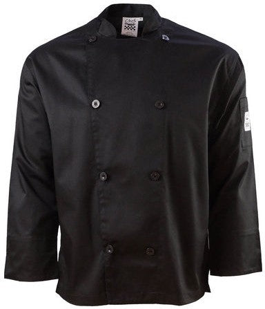 Chef Revival - Poly Cotton Black Long Sleeve Chef Jacket With 8 Black Buttons - J200BK