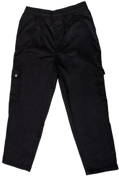 Chef Revival - Poly-Cotton Black Men's Cargo Pant with 2" Elastic Waistband - P024BK
