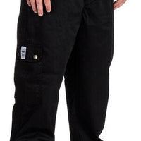 Chef Revival - Poly-Cotton Black Men's Cargo Pant with 2" Elastic Waistband - P024BK