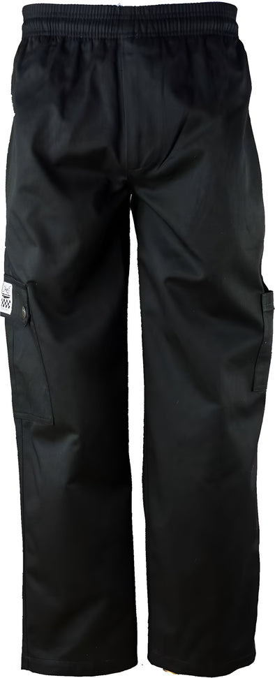 Chef Revival - Poly-Cotton Black Men's Cargo Pant with 2" Elastic Waistband - P024BK