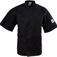 Chef Revival - Poly Cotton Black Short Sleeve Chef Jacket With 10 Black Pearl Button - J109BK