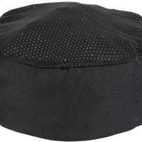 Chef Revival - Poly-Cotton Black Top Chef's Pillbox Hat & Mesh Top - H008