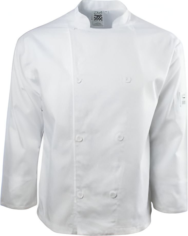 Chef Revival - Poly Cotton Classic White Long Sleeve Chef Jacket With 8 White Buttons - J002 - DISCONTINUED