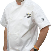 Chef Revival - Poly Cotton Classic White Short Sleeve Chef Jacket With 8 White Buttons - J005 - DISCONTINUED